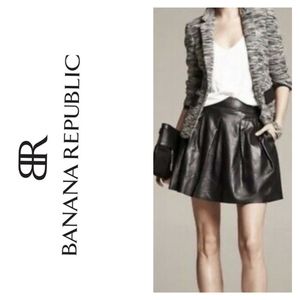 Banana Republic 100% Leather Black Mini Skirt